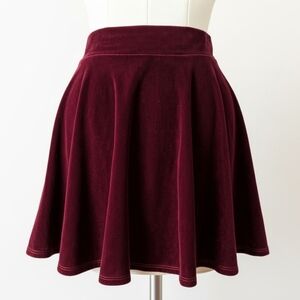 Nasty Gal Burgundy Velvet Mini Circle Skirt